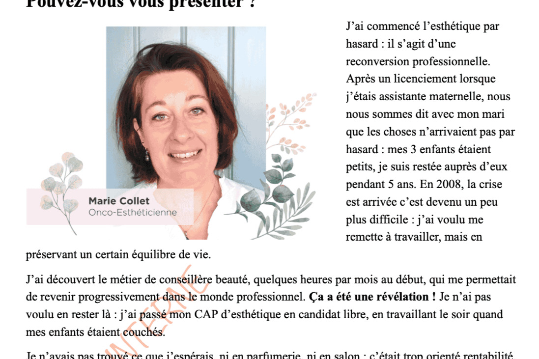 Marie Collet Onco-Esthéticienne